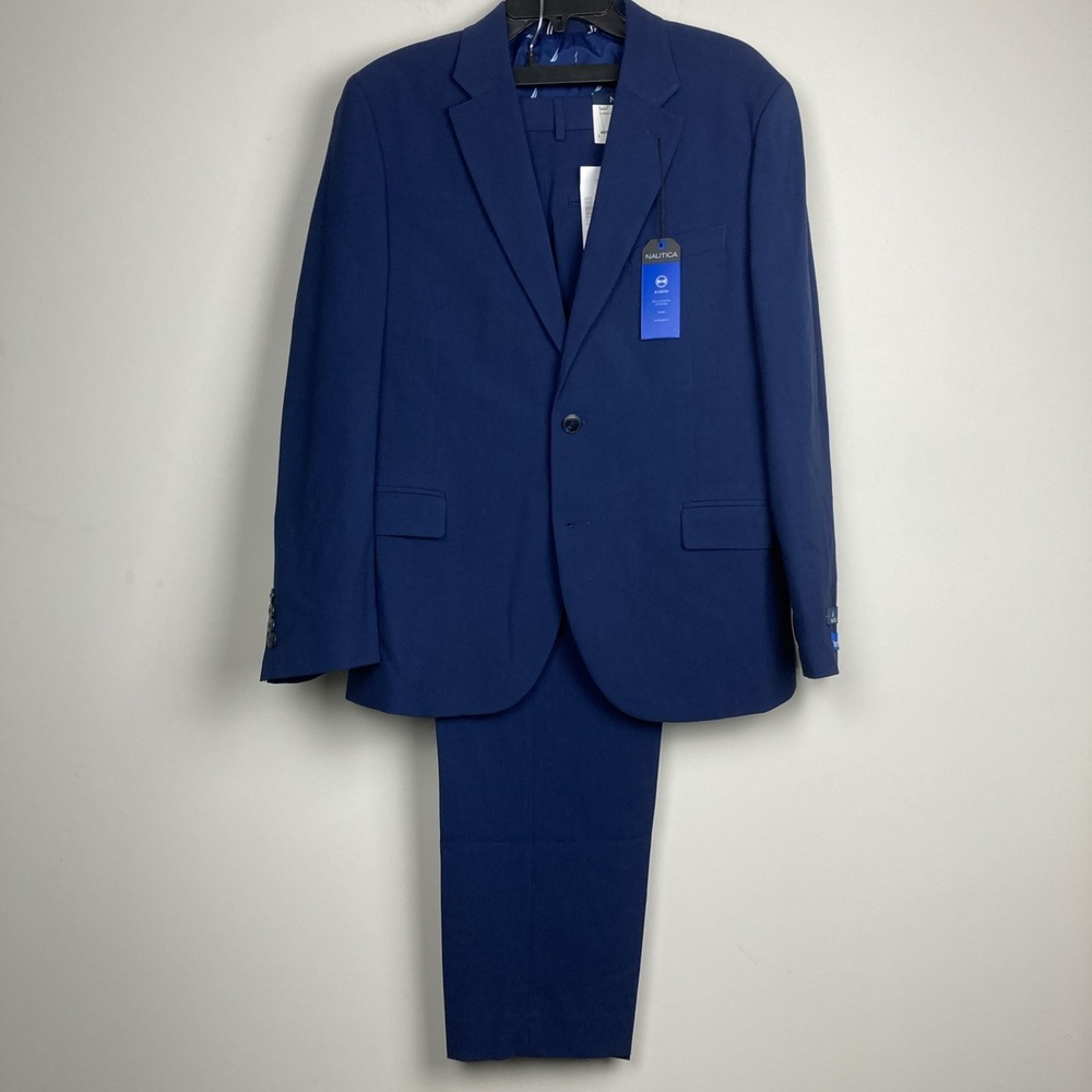 Nautica Men's 2-pc Suit Jacket Blazer 40R Solid Blue Pants 34W 32L - Picture 8 of 13